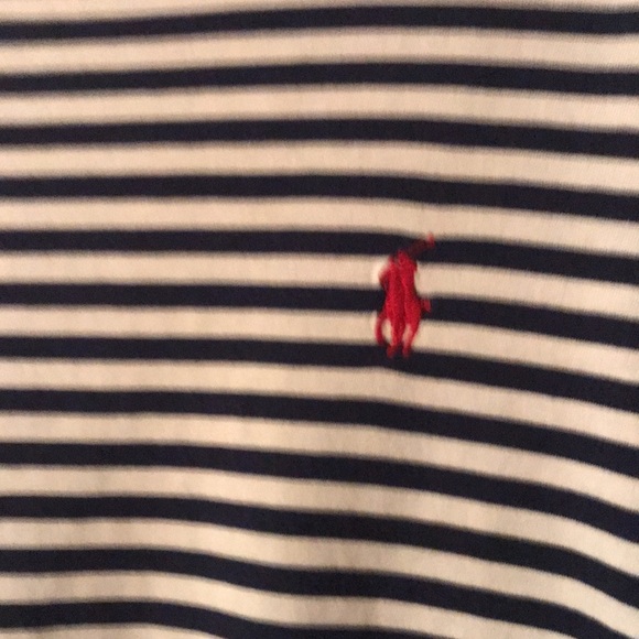 Polo Ralph Lauren Striped Women’s Tee Shirt Size Med. Navy & White w/ red trim - Picture 2 of 6